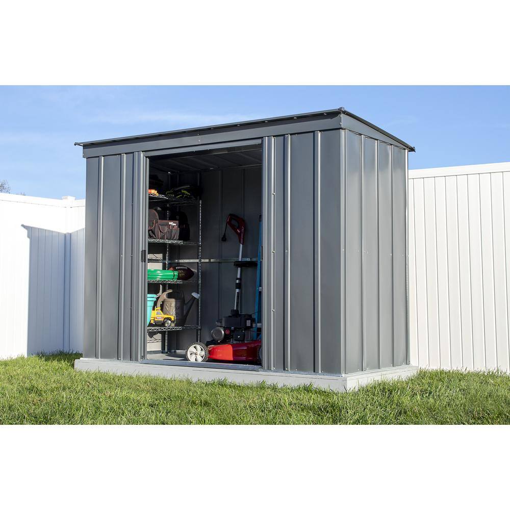 8 ft. x 4 ft. Charcoal Galvanized Steel Storage Shed