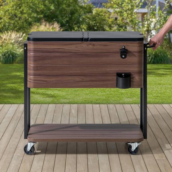 StyleWell 80 qt. Brown Woodgrain Cooler with Black Frame