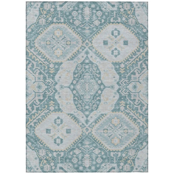 Chantille Machine Washable Indoor/Outdoor Abstract ACN3103 Teal 5 ft. x 7 ft. 6 in. Area Rug