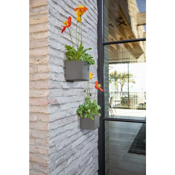 Geo Cube 5 in. Grey Plastic Hanging Planter (2-Pack)