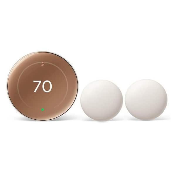 Nest Learning Thermostat (4th Gen) with Nest Temperature Sensor (2nd Gen) 2-Pack - Polished Gold