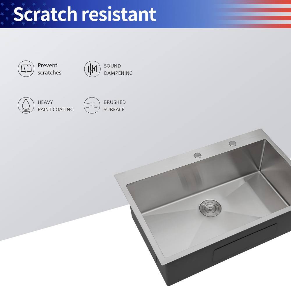 33'' Single Bowl Stainless Steel Drop-In Kitchen Sink