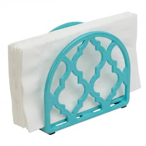 Lattice Cast Iron Upright Napkin Holder, Turquoise