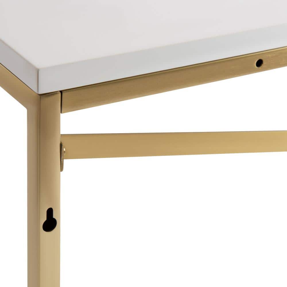Ascott 36" White and Gold Floating Wall Shelf