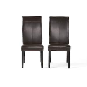 Lissa Chocolate Brown PU T-Stitch Dining Chairs (Set of 2)
