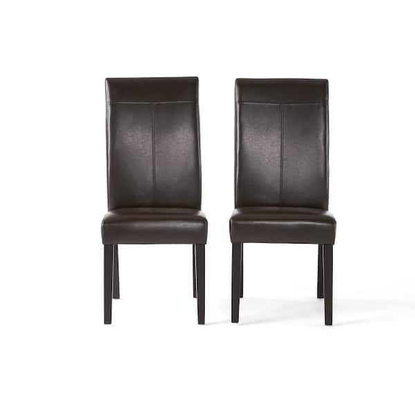 Chocolate leather dining outlet chairs