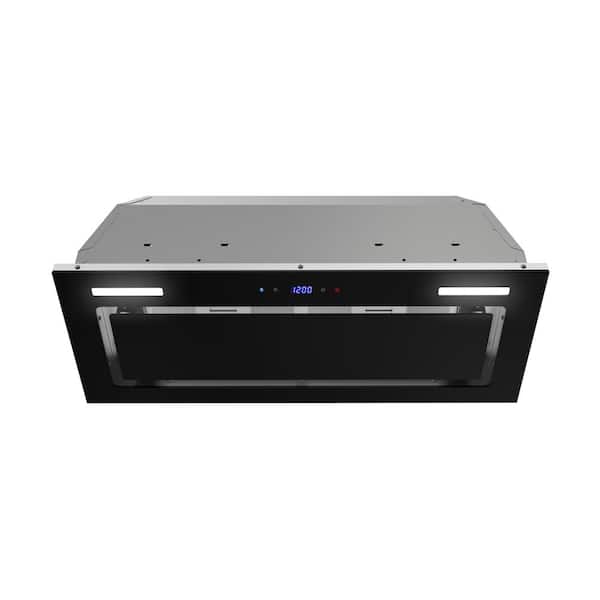 28 in. 350 CFM Lemina Ductless Insert Range Hood in Glossy Black, Mesh Filters, Touchpad Control, LED Lights