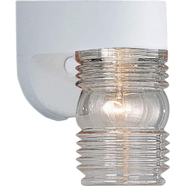Progress Lighting Polycarbonate Outdoor 1-Light White Clear Glass Traditional Outdoor Wall Light