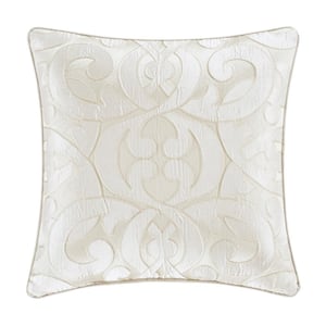 La Grande Ivory Polyester 20" Square Decorative Throw Pillow 20X20"