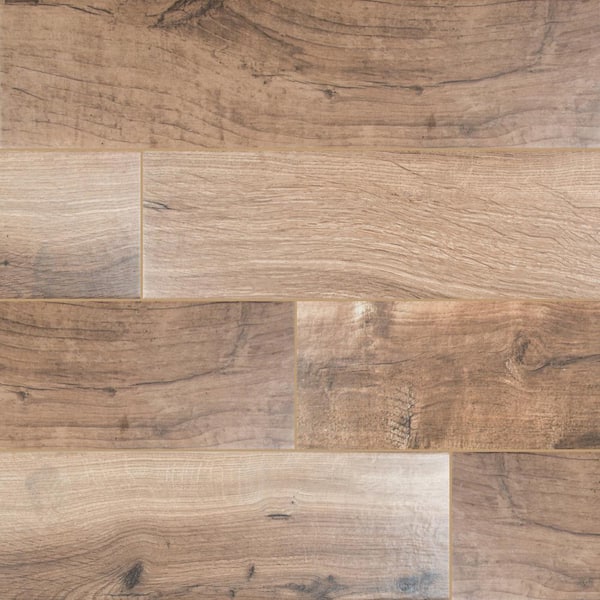 MSI Arbor Cognac 6 in. x 36 in. Matte Porcelain Wood Look Floor and Wall Tile (15 sq. ft. / case)