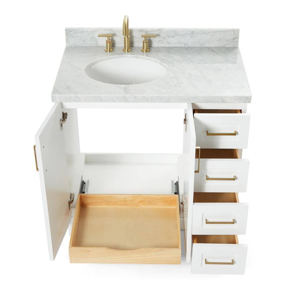 Taylor 37" White Marble Top Single Sink Vanity