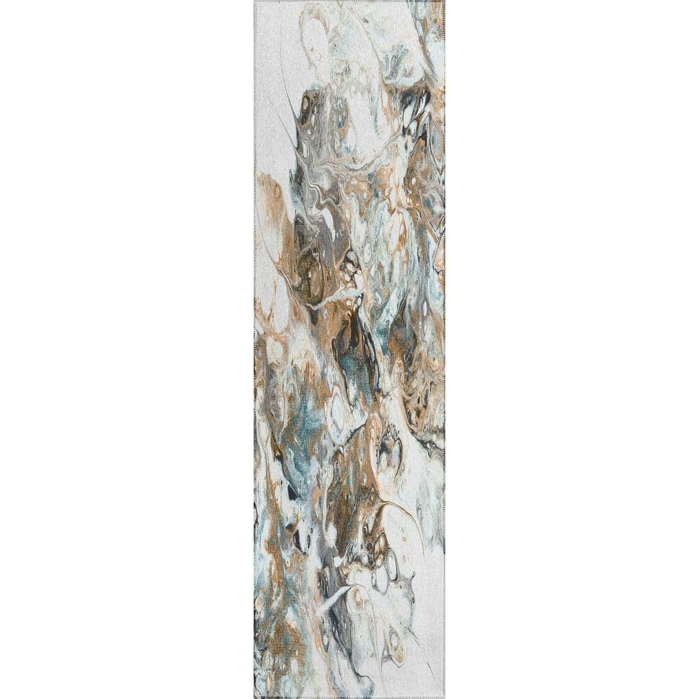 Karina Ivory 2 ft. 3 in. x 7 ft. 6 in. Geometric Indoor/Outdoor Area Rug