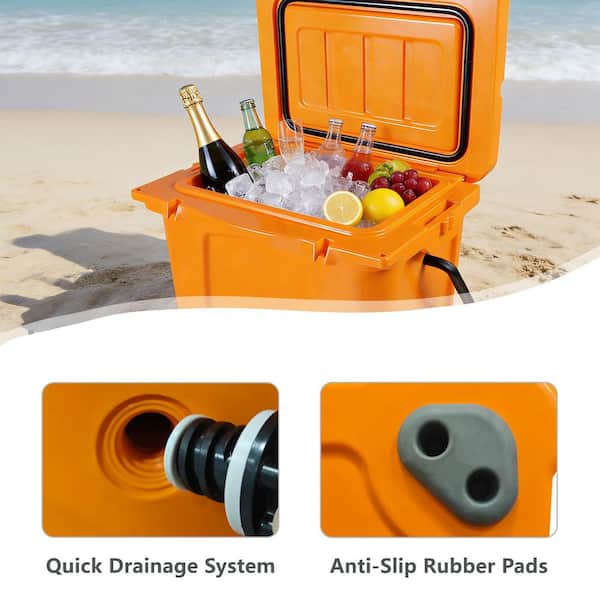 25 qt. Orange Portable Hard Cooler w/ Bottle Opener and Cup Holder