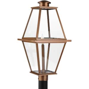 Bradshaw 1-Light Antique Copper Steel Weather Resistant Clear Glass Transitional Outdoor Post Lantern