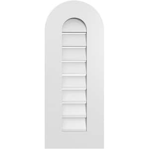 12 in. x 30 in. Round Top Surface Mount PVC Gable Vent: Functional with Standard Frame