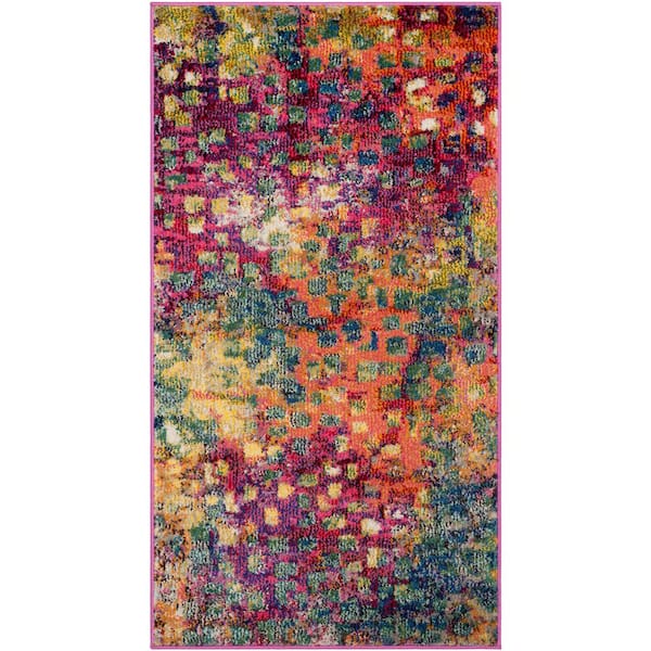 SAFAVIEH Monaco Pink/Multi Doormat 3 ft. x 5 ft. Geometric Area Rug