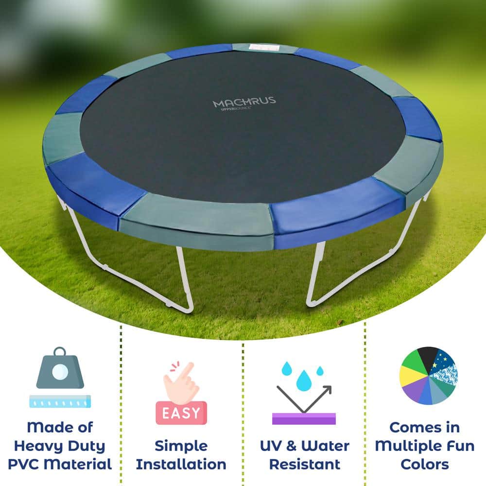 Blue and Green Round Water-Resistant Trampoline Safety Pad, 15 ft