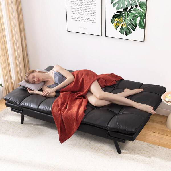 WONDER COMFORT Black Memory Foam Futon Sofa Bed Foldable Convertible Loveseat TN 267FA DG