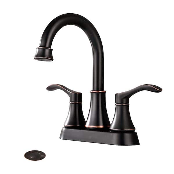 Magic Home Spout 4 in. Centerset Double Handle High Arc Bathroom Faucet with Drain in Oil Rubbed Bronze
