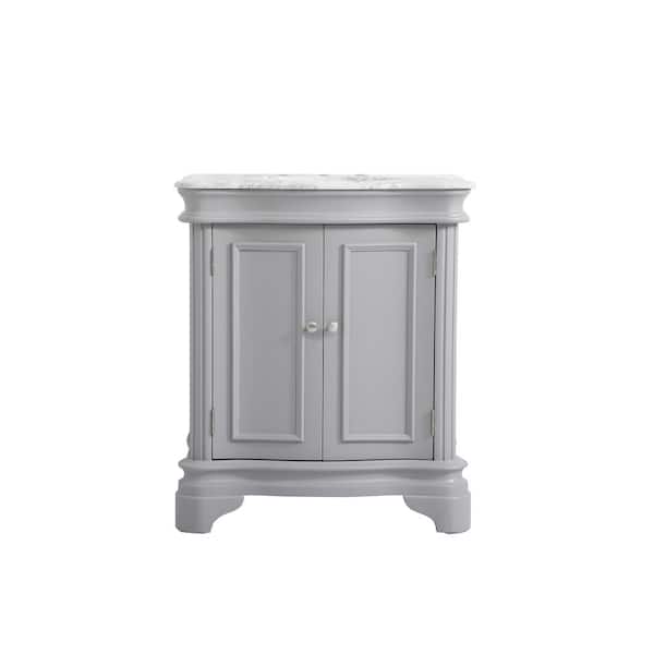 Unbranded Timeless Home 30 in. W x 21.5 in.D x 35 in.H Single Bath Vanity in Grey with Marble Vanity Top in White with White Basin