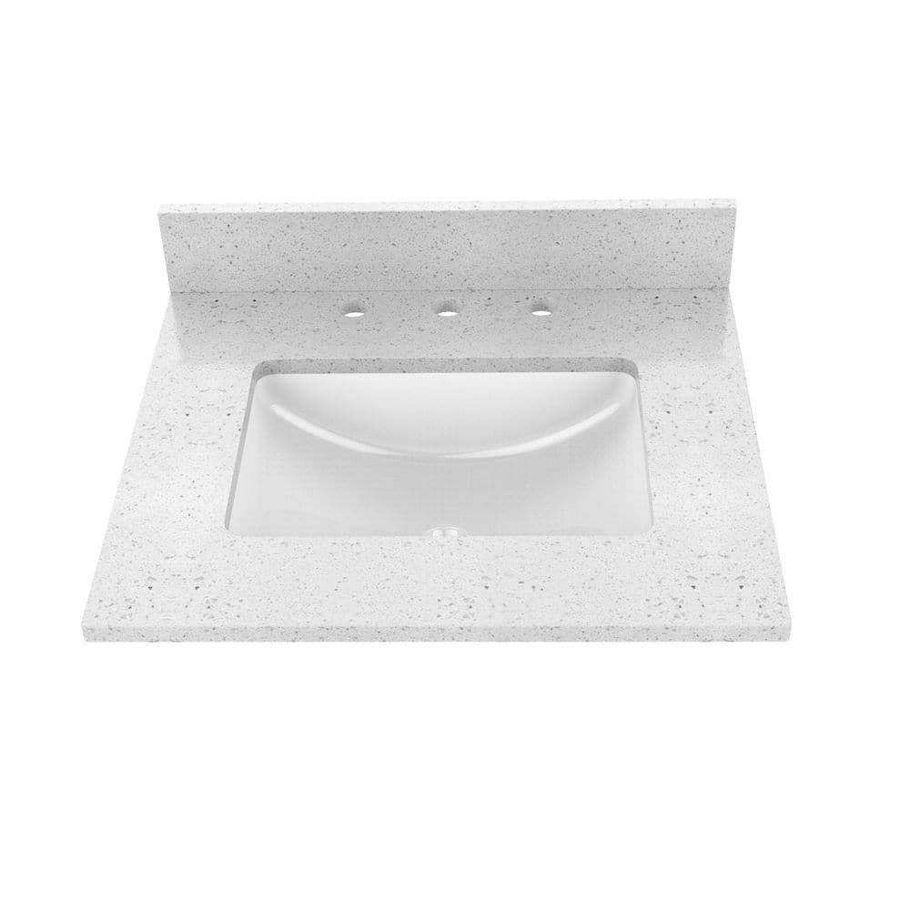 Winette 25 in. W x 22 in. D Engineered Stone Composite Vanity Top in Snow White with White Rectangular Single Sink