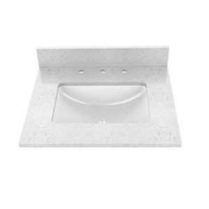 25 in. W x 22 in. D Engineered Stone Composite Vanity Top in Snow White with White Rectangular Single Sink