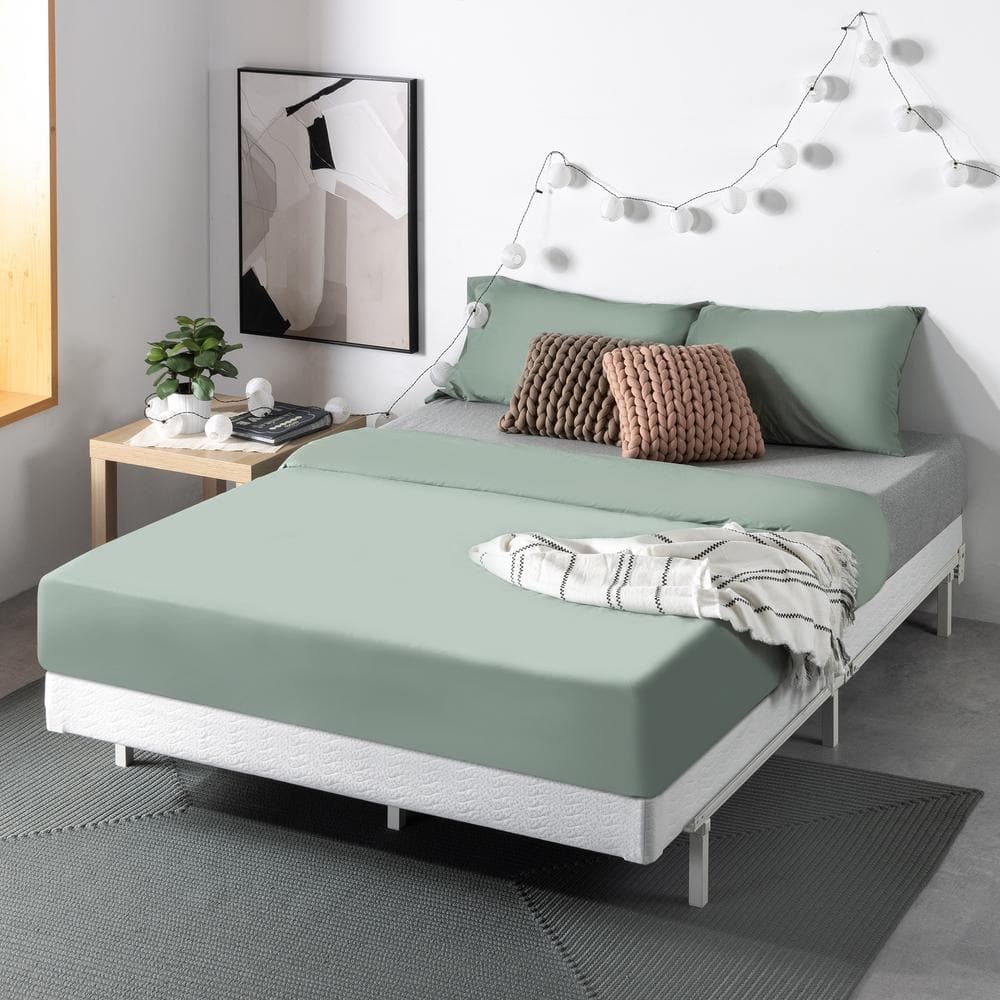 Gray Metal Smart BoxSpring Mattress Base with Quick Assembly, Queen