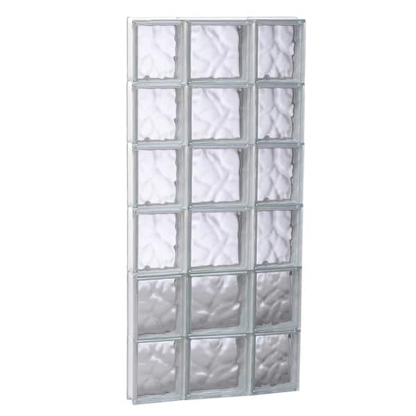 Clearly Secure 19.25 in. x 46.5 in. x 3.125 in. Frameless Wave Pattern Non-Vented Glass Block Window