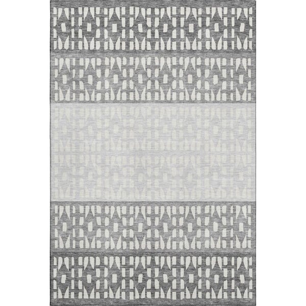 Addison Rugs Mayfield Premium Machine Washable Abstract AMF964 Gray 9 ft. x 12 ft. Area Rug