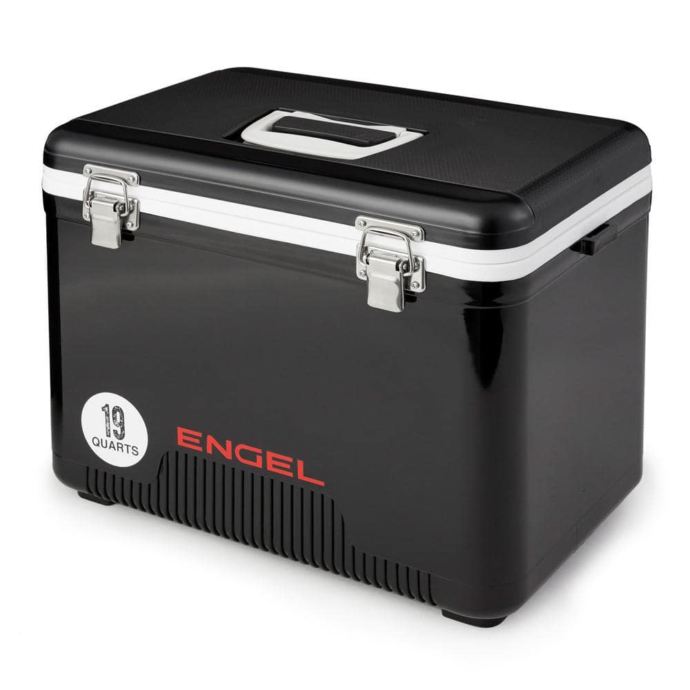 Engel 19 Quart 32 Can Leak Proof Odor Resistant Insulated Cooler Drybox, Black