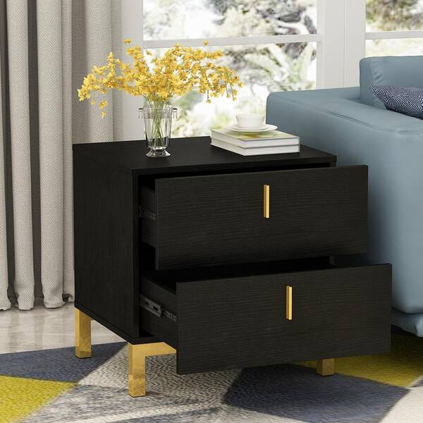 black frame bedside table