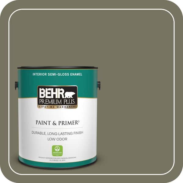 BEHR PREMIUM PLUS 1 gal. #N350-6 Peppergrass Semi-Gloss Enamel Low Odor Interior Paint & Primer