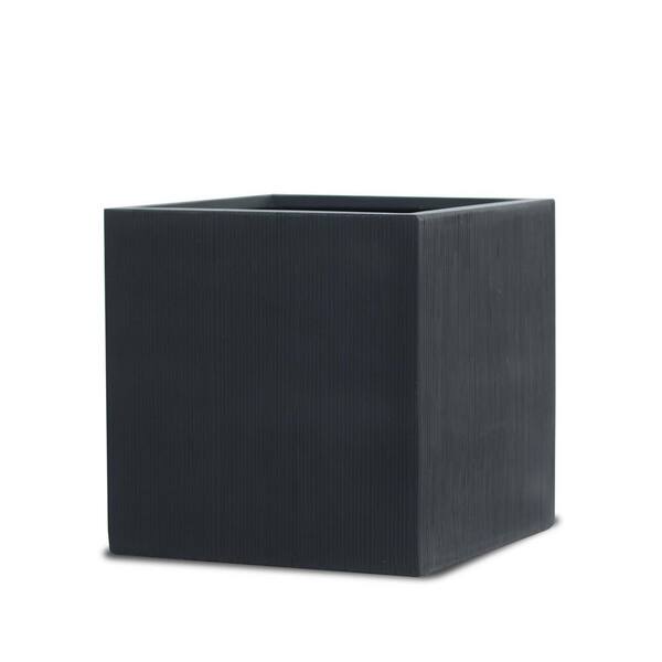 Vasesource 11.8 in. x 11.8 in. FiberStone Matte Black Vertical Line ...