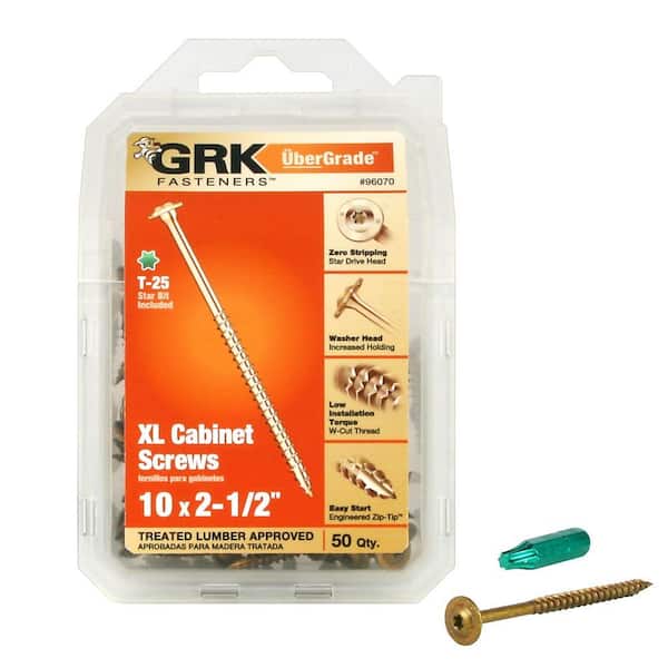 GRK Fasteners #10 x 2-1/2 in. Star Low Profile Washer Head Cabinet Screw (50 Per Pack)