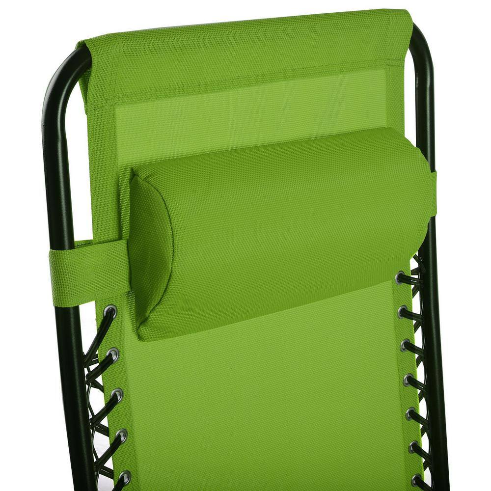 Green Steel Zero Gravity Reclining Lounge Chair with Cup Holder