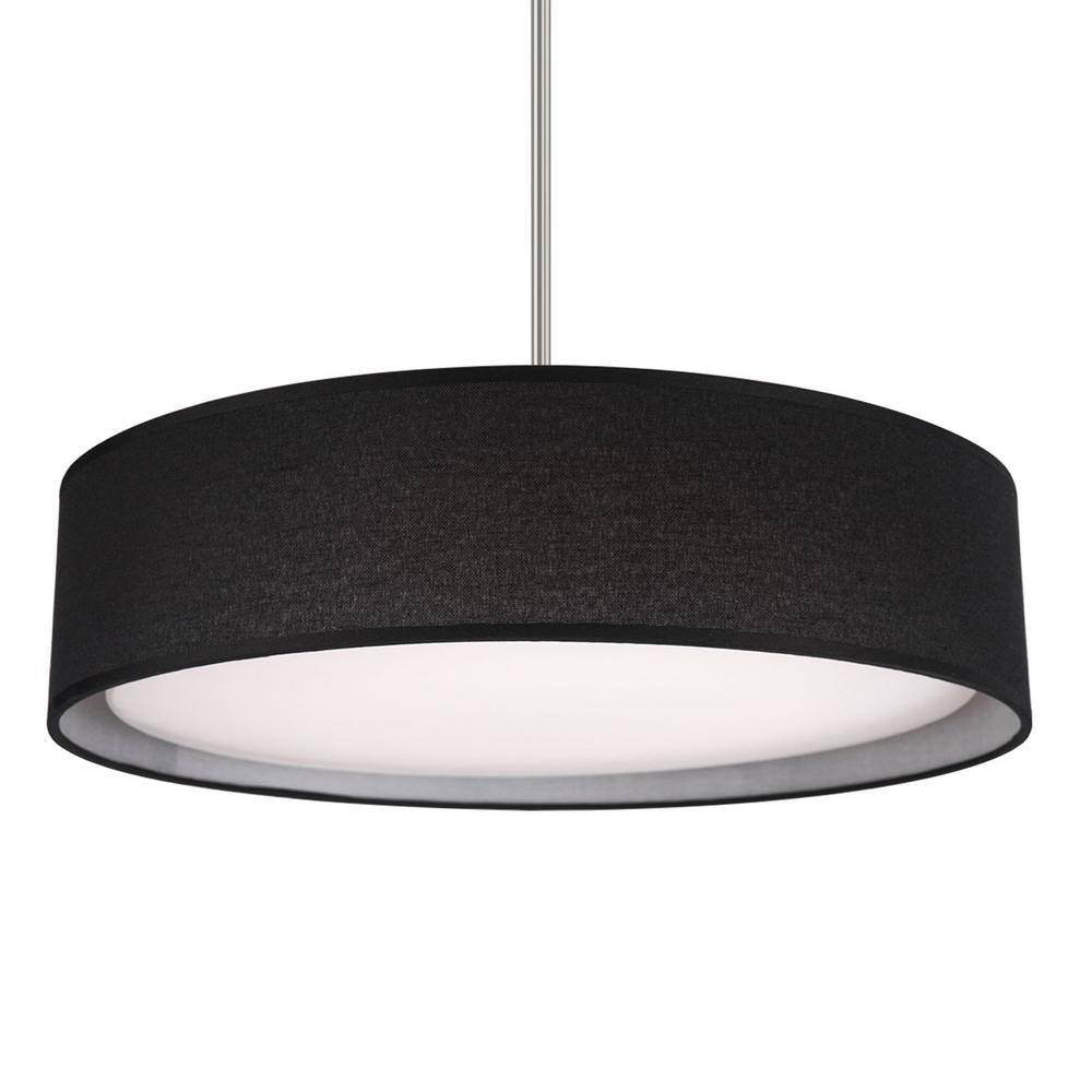 Brushed Nickel Glass Drum LED Pendant Light