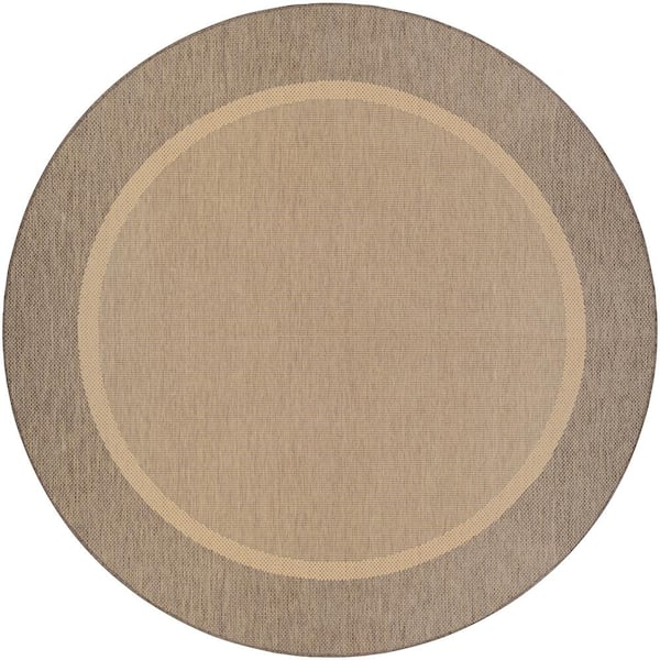 Couristan Recife Stria Texture Natural-Coffee 8 ft. x 8 ft. Round Indoor/Outdoor Area Rug