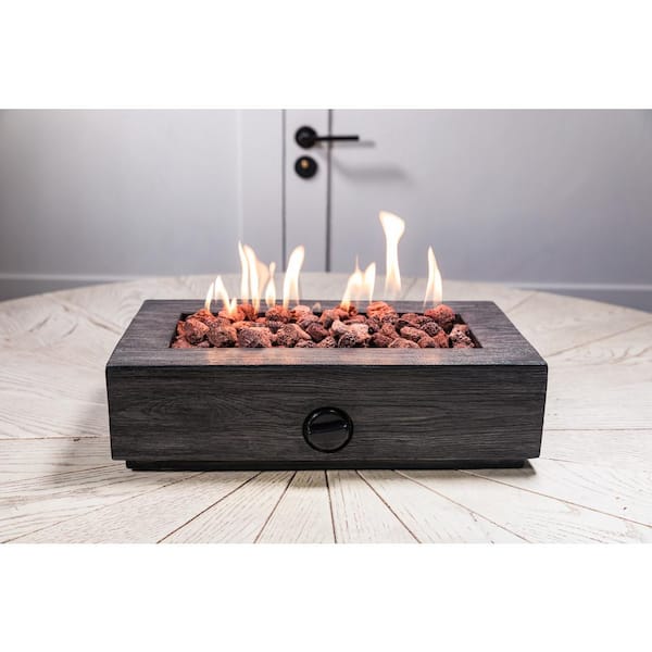 Hampton Bay 17 1 In X 6 6 In Rectangular Cement Gas Fire Pit Faux Wood Tabletop Fp11053 A The Home Depot