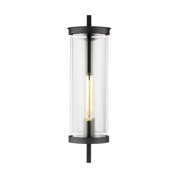Generation Lighting Eastham 5.75 in. W x 20.5 in. H Textured Black Outdoor Hardwired Medium Wall Lantern Sconce with No Bulbs Included