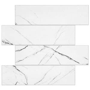 Macadam White Black Marble 11.81 in. x 10.82 in. 3.5mm Stone Peel and Stick Backsplash Tiles (8pcs/7.12 sq.ft Per Case)