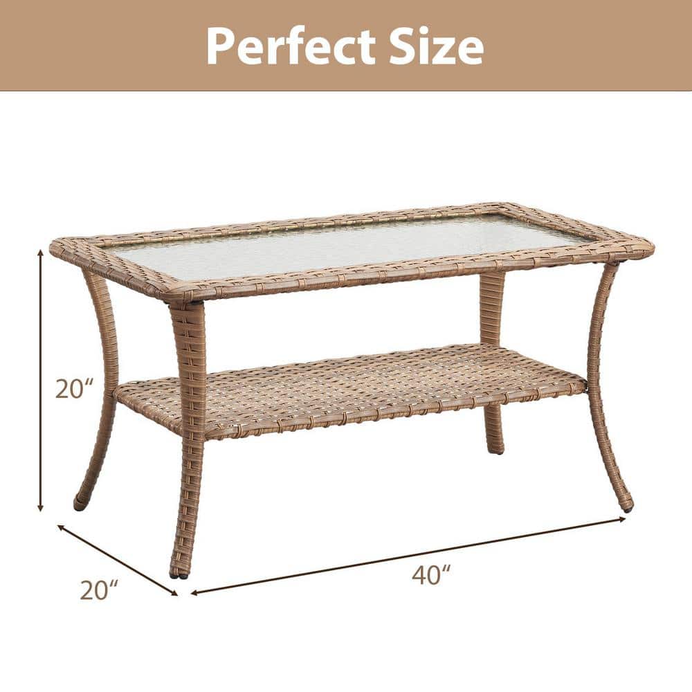 Carolina Yellow Steel Frame Glass Top Outdoor Coffee Table