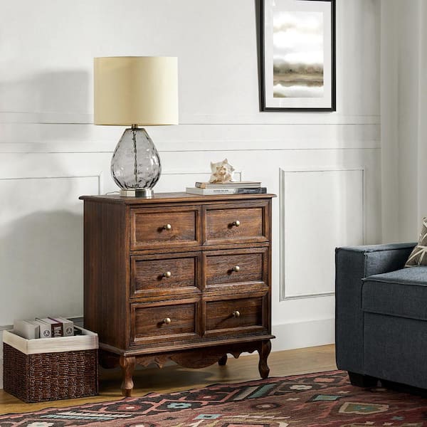 JAYDEN CREATION Elpenor Farmhouse Walnut 30 in. H 3-Drawer JAYDEN CREATION Elpenor Farmhouse Walnut 30 in. H 3-Drawer