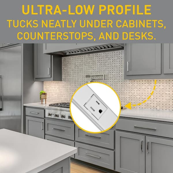 Wiremold Plugmold White 5 ft. Tamper Resistant 3-Outlet/6-USB Type A Hardwire Power Strip