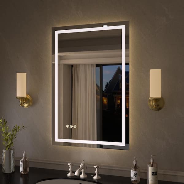 Luma 20 in. W x 30 in. H Rectangular Frameless Anti-Fog LED Dimmable Wall Bathroom Vanity Mirror in Polished Crystal