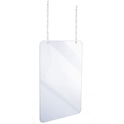 Foxfend Acrylic 30"W x 32"L Protective Sneeze Guard Clear Plexiglass Shield 