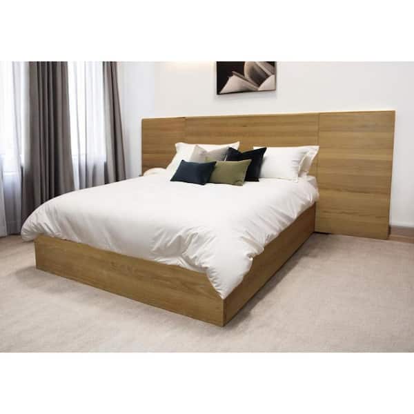 Brown Wood Frame Queen Panel Bed