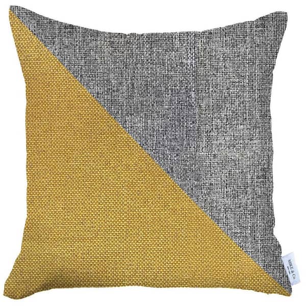HomeRoots Yellow, Gray Solid Polyester 18 in. x 18 in. Throw Pillow