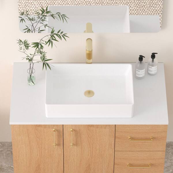 YASINU 36 in. W x 19.48 in. D Quartz Vanity Top with Rectangular