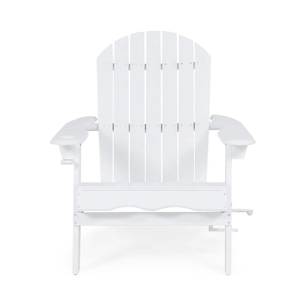 White Wood Composite Adirondack Chair with Folding Design and Cup Holders for Patio Deck or Poolside price history on PriceWatchPro