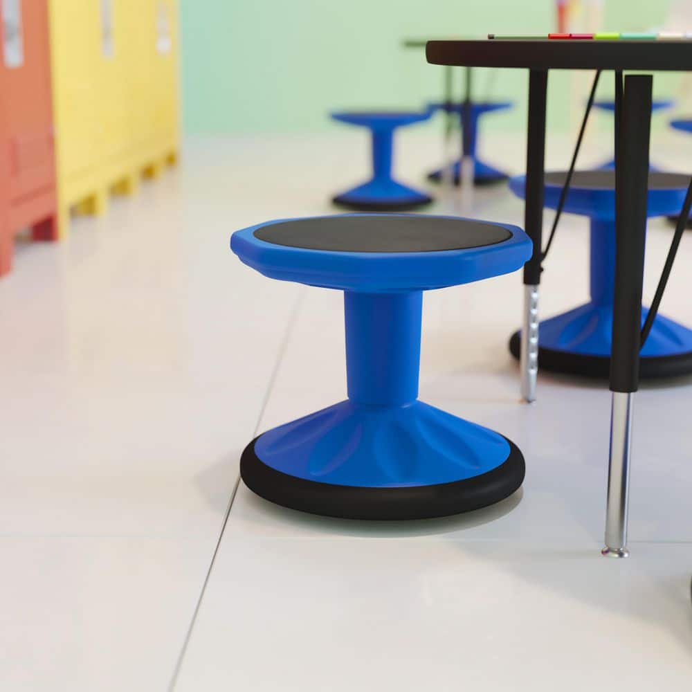 Lucas Rubber Swivel Ergonomic Active Stool Chair in Blue